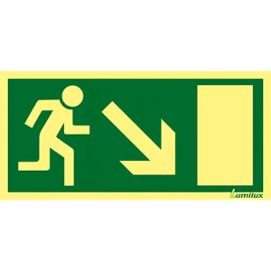 Riktningsskylt pil ner höger 200x100 alu