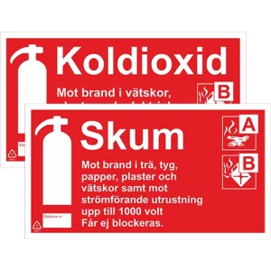 Tilläggsskylt Koldioxid / Skum 200x110