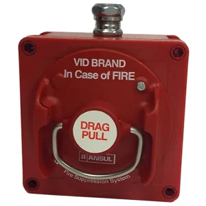 Utlösningshandtag utanpåliggande rött inkl. låda och förskruvning